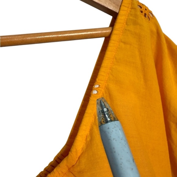 MISA Los Angeles Bethina Eyelet Off Shoulder Ruffled Dress Marigold Yellow XS - Picture 9 of 13